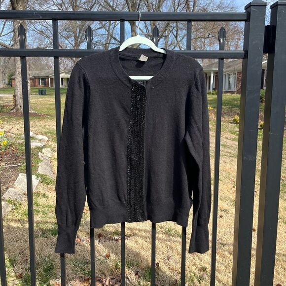 J Crew Wool Cashmere Sequin Zipped Cardigan Sweater - Picture 5 of 6